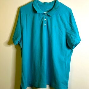 Talbots short sleeve polo top size 2x button collar blue preppy casual
